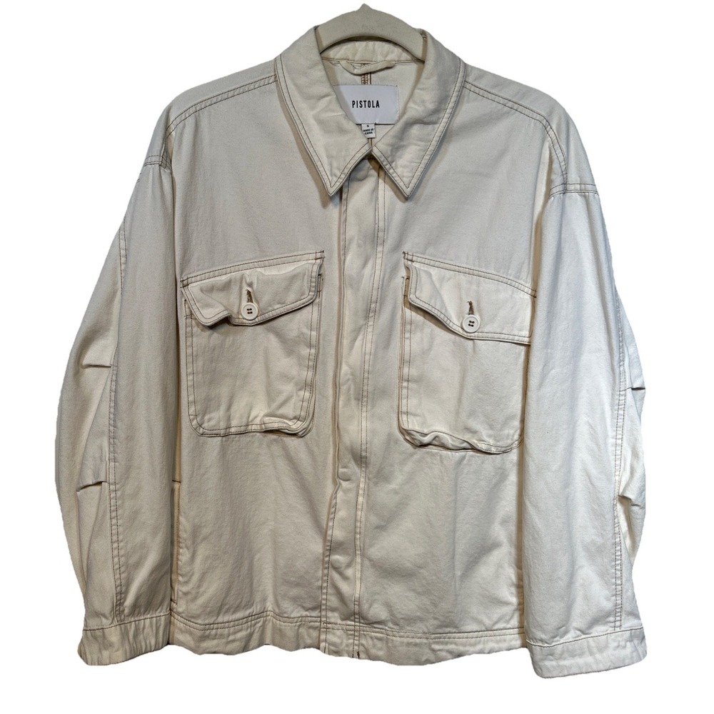 Pistola Oversizedβ Jacket Macadamia Contrast Stitches Women's Size Small